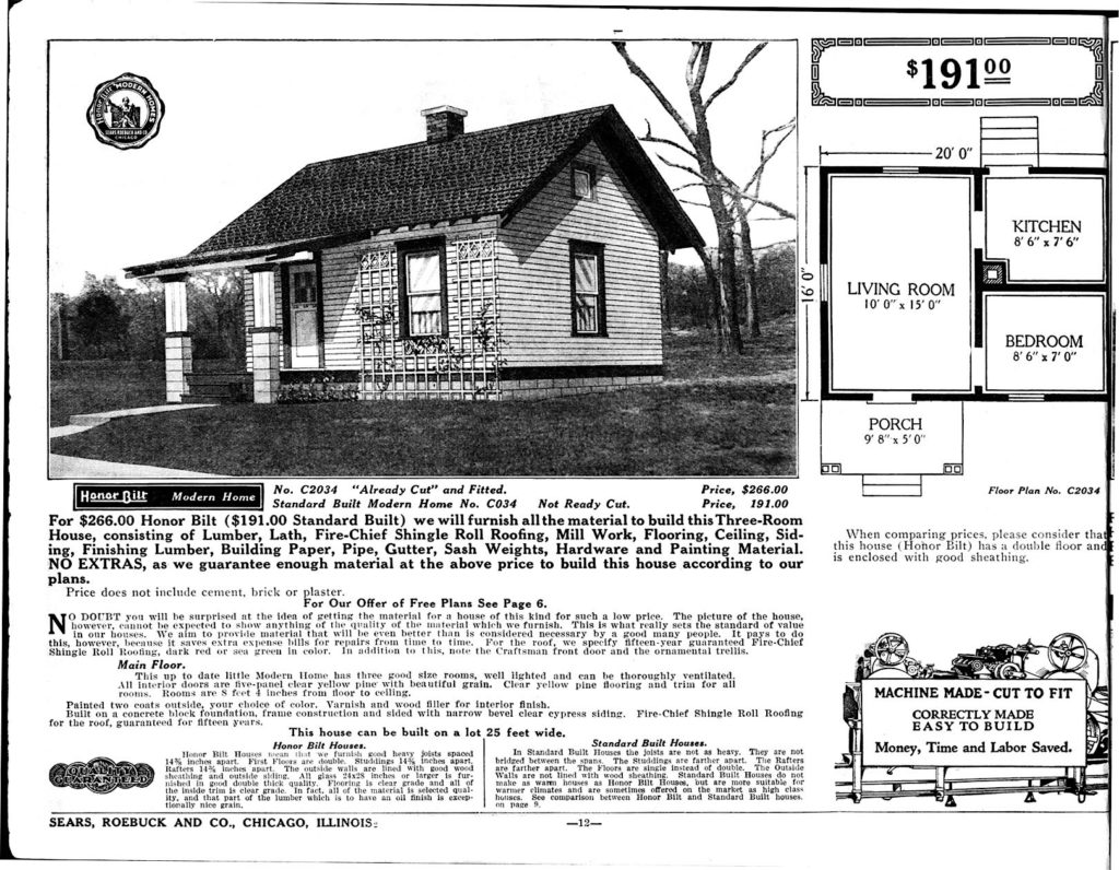 An ad for the Honor Bilt Modern Home available through Sears, Roebuck, and Co.